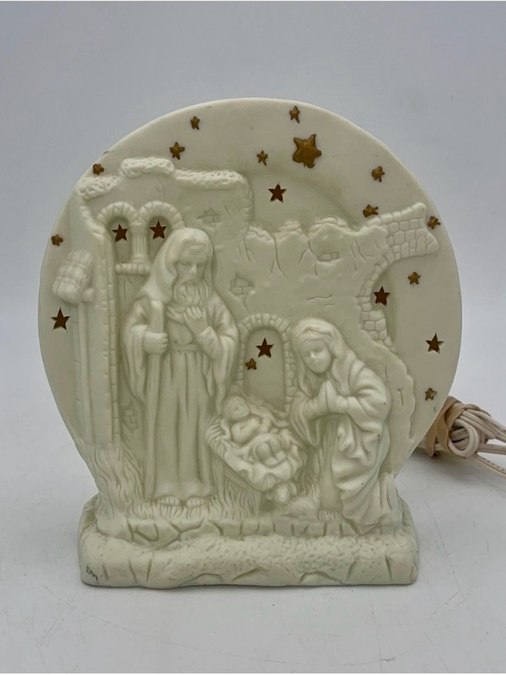 Nativity Night Light Decor - White Ceramic Holiday Scene